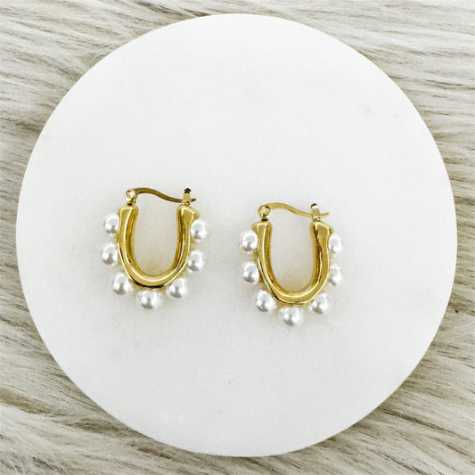 Medium Hoops with Pearls